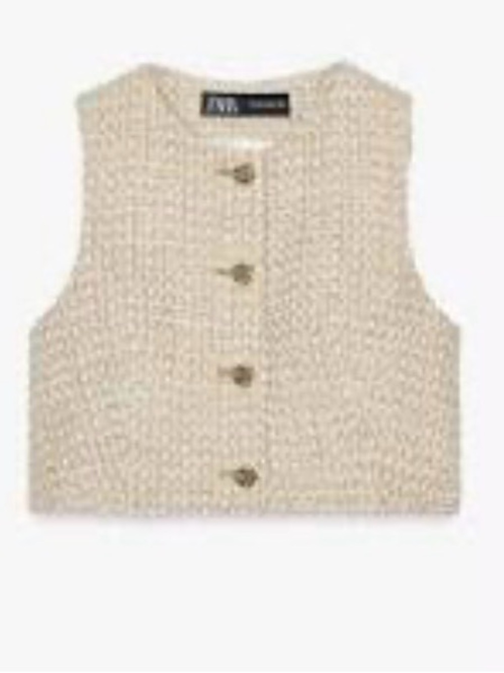 ZARA Textured Waistcoat Vest Cropped Tailored Preppy Size Small